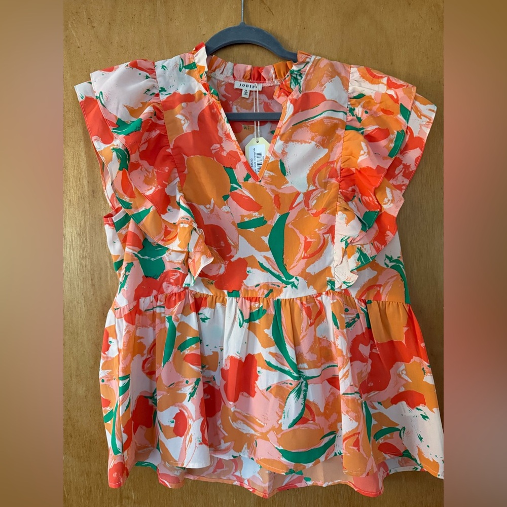 NWT JODIFL Colorful Abstract Blouse